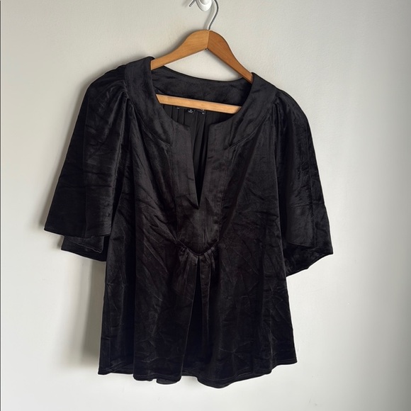 TUCKERNUCK POMANDER PLACE Black Velvet Finley Flutter Sleeve Top medium - Picture 2 of 10